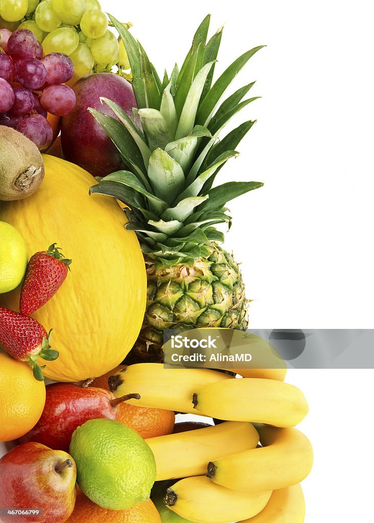 Conjunto de frutas no fundo branco - Royalty-free Agricultura Foto de stock