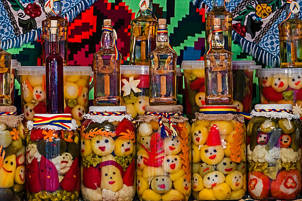 istock Jars with pickles and alcohol bottles 467068450