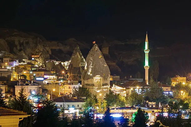 Night turkish town of the Goreme, Cappadocia