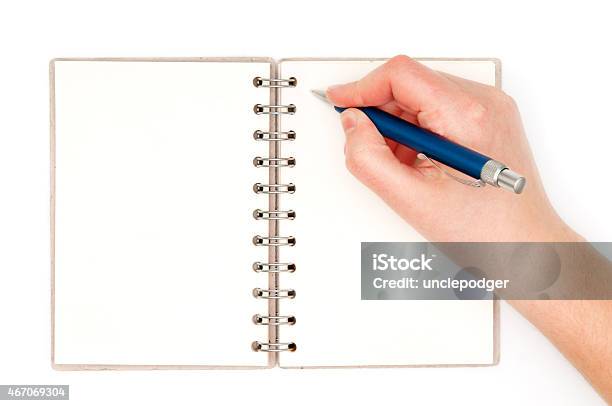 Hand Write In The Notebook Stock Photo - Download Image Now - 2015, Blank, Copy Space