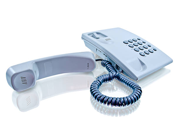 istock Grey telephone isolated on a white background. 467069555