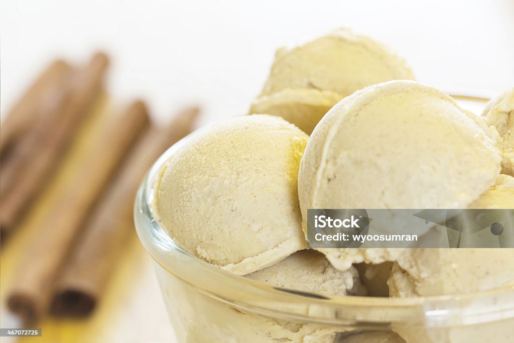 Home made cinnamon ice cream Home made, Scoop of homemade cinnamon ice cream with cinnamon Cinnamon Stock Photo