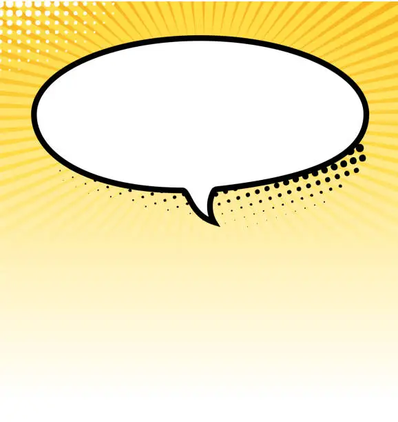 Vector illustration of Blank cartoon speech bubble on a yellow and white background