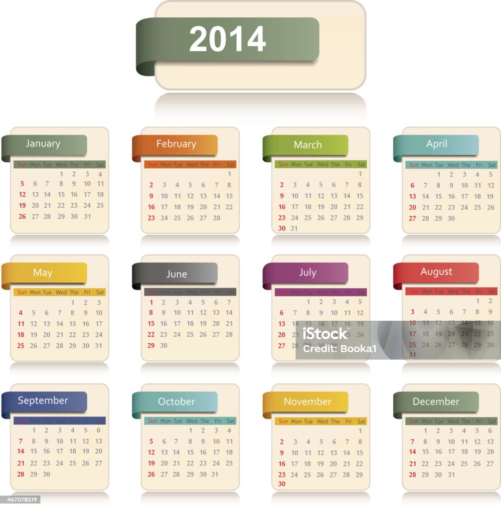 カレンダー 2014 年 - 2014年のロイヤリティフリーベクトルアート