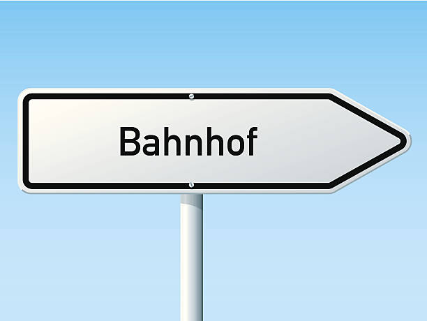 bahnhof направлении arrow дорожный знак - road sign arrow sign blue built structure stock illustrations