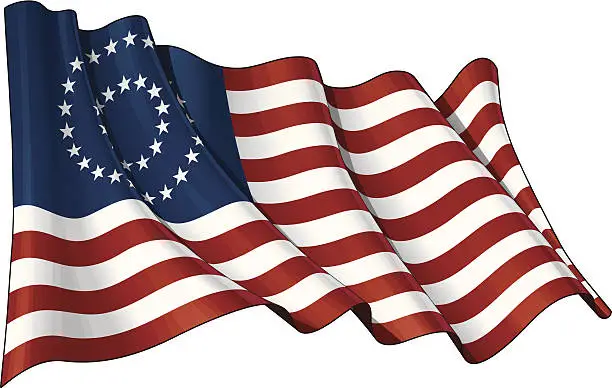 Vector illustration of US Civil War Union Flag (37 Star Medallion)