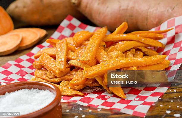 Sweet Potato Fries Stock Photo - Download Image Now - Baked, Chopped Food, Close-up