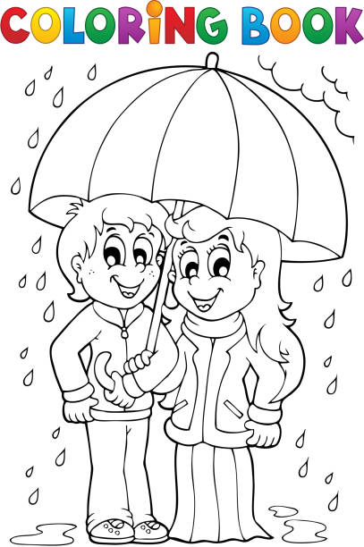 Coloring book rainy weather theme 1 Coloring book rainy weather theme 1 - eps10 vector illustration. coloring book cover stock illustrations