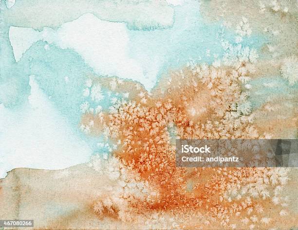 Blue And Brown Watercolor With Flaked Texture Stock Photo - Download Image Now - 2015, Abstract, Art