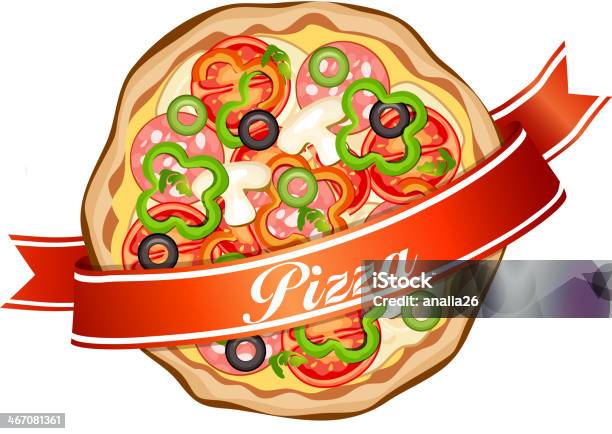 Pizza - Arte vetorial de stock e mais imagens de Almoço - Almoço, Azeitona, Azeitona Verde