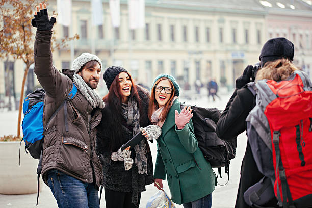 istock Happy Tourists Posing For Photo 467081412