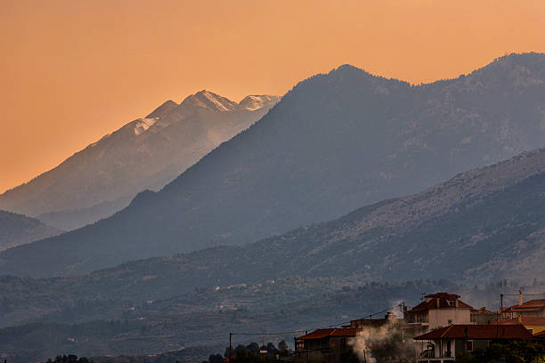 Taygetos mountain Taygetos mountain,located in south Greece,in peloponnese peninsula. smoke bush blooming stock pictures, royalty-free photos & images