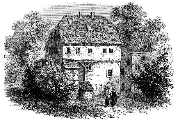 Antique illustration of Kant's home in Konigsberg Antique illustration of Kant's home in Konigsberg immanuel stock illustrations