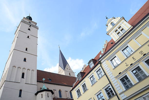 Historic Town Hall and Moritzkirche in Ingolstadt stock photo