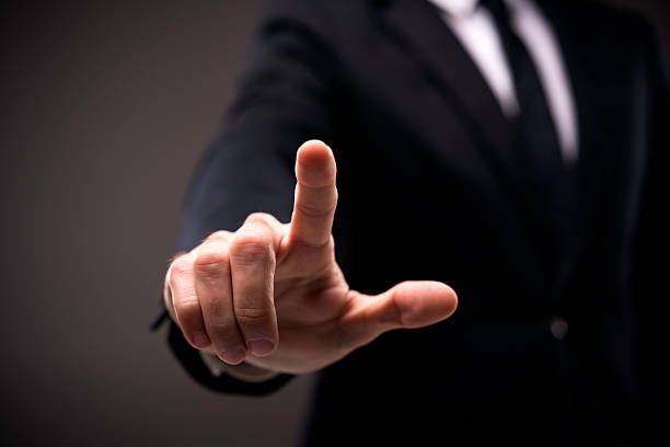 istock Business man touching imaginery screen 467089534