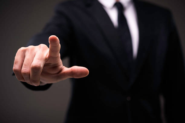 istock Business man touching imaginery screen 467089656