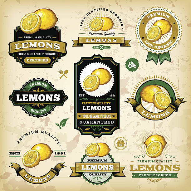 Vintage Lemon Labels vector art illustration