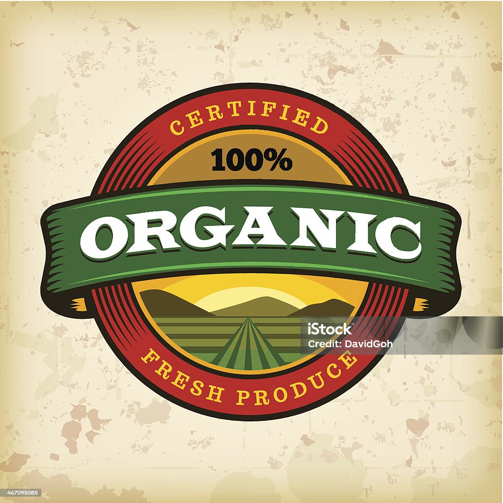 Organic Farm Fresh Label 1 A vintage styled organic farm fresh label. EPS 10 file, layered & grouped, with meshes and transparencies (shadows & overall effects only). Agricultural Field stock vector