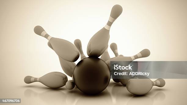 3d Bowling Ball Crashing Into The Pins High Resolution Stock Photo - Download Image Now