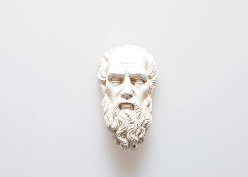 sculpture of Zeus’s head isolated on white