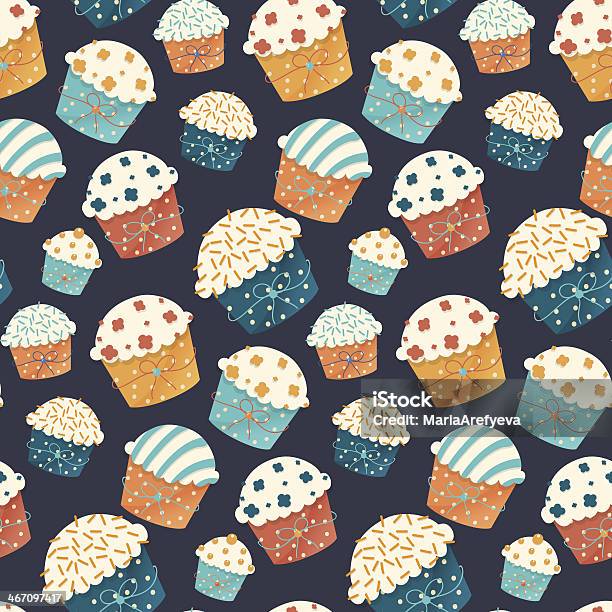 シームレスなベクターパターンカップケーキ - お祝いのベクターアート素材や画像を多数ご用意 - お祝い, お菓子の包み紙, アイシング