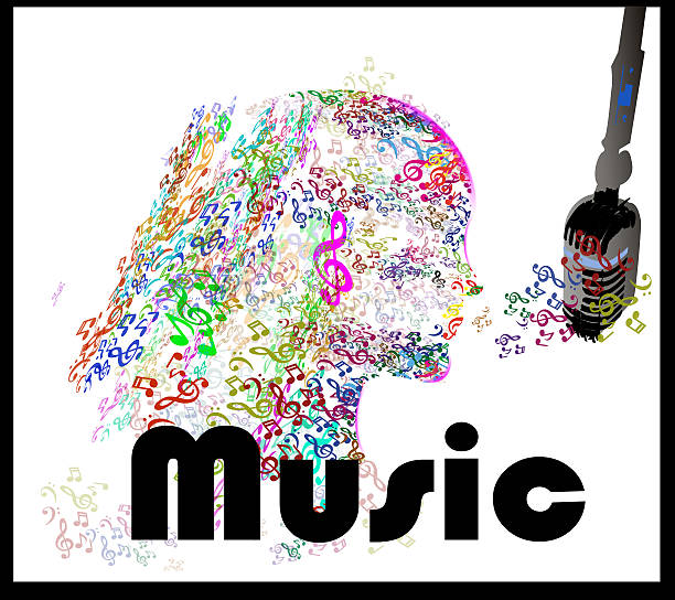 istock Woman portrait silhouette in music notes make 467097778