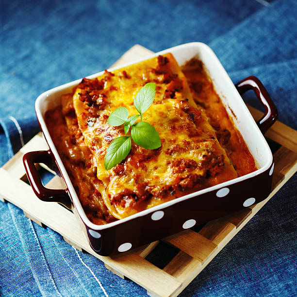 istock Classic Italian lasagna served on square plate 467097844