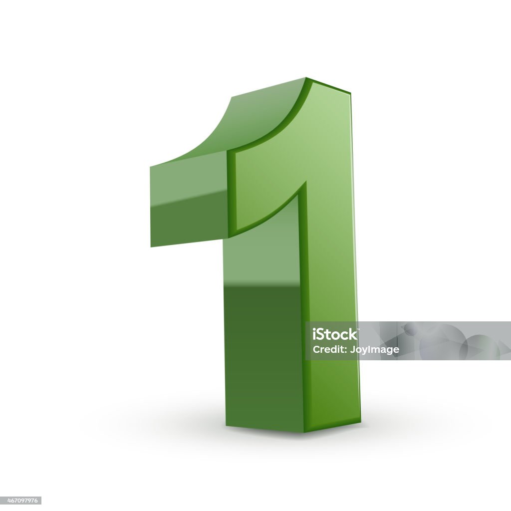3d Shiny Green Number 1 Stock Illustration - Download Image Now - 2015