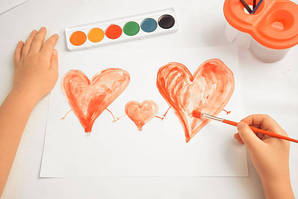 istock Three painted hearts, concept of family 467100503