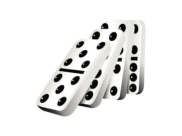 Vector illustration of Falling dominoes, vector illustration
