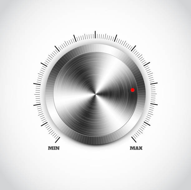 실감나는 금속면의 버튼을 작은창자 처리 - interface icons volume volume knob stainless steel stock illustrations