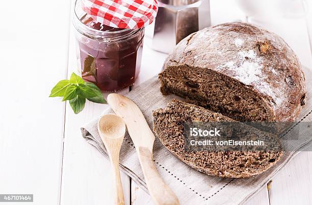 Freshly Baked Rye Bread Cob Over White Wooden Background Stock Photo - Download Image Now