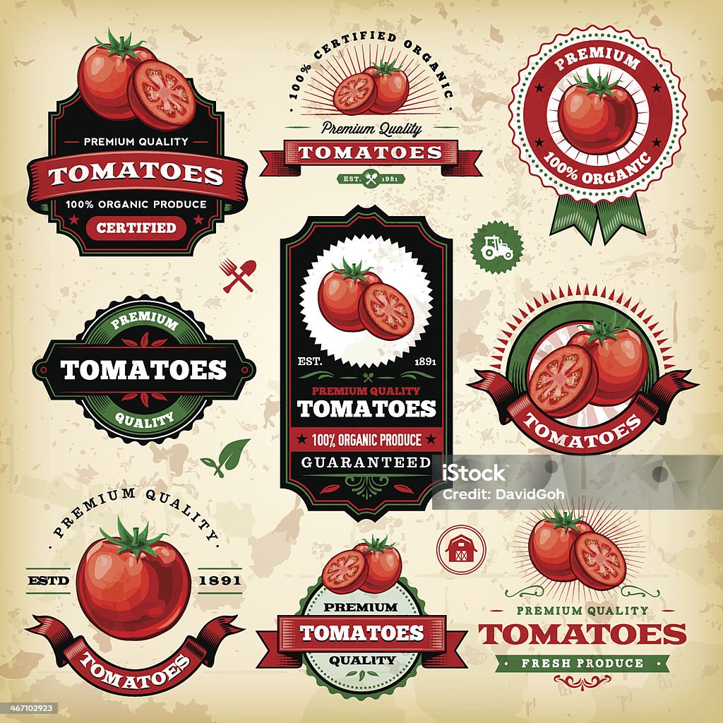 Vintage-Tomaten-Label - Lizenzfrei Tomate Vektorgrafik