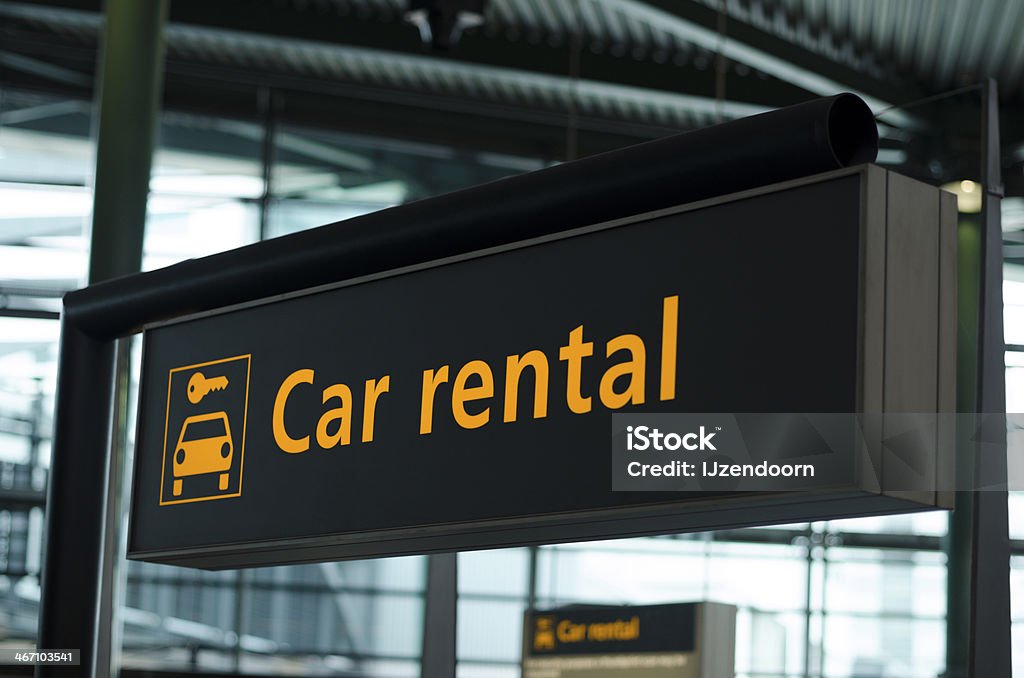 Car rental sign Sign with direction to car rental Car Rental Stock Photo