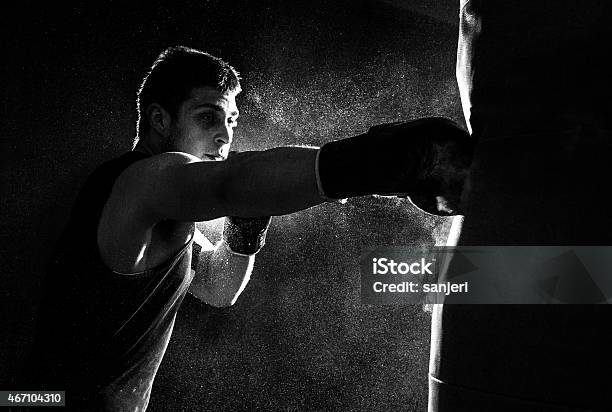 Young Man Boxing Stock Photo - Download Image Now - Boxing - Sport, Body Building, Studio Shot