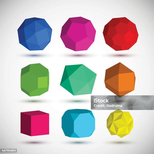 Ilustración de Conjunto De Elementos De Geométrico y más Vectores Libres de Derechos de Tridimensional - Tridimensional, Forma, Icosaedro