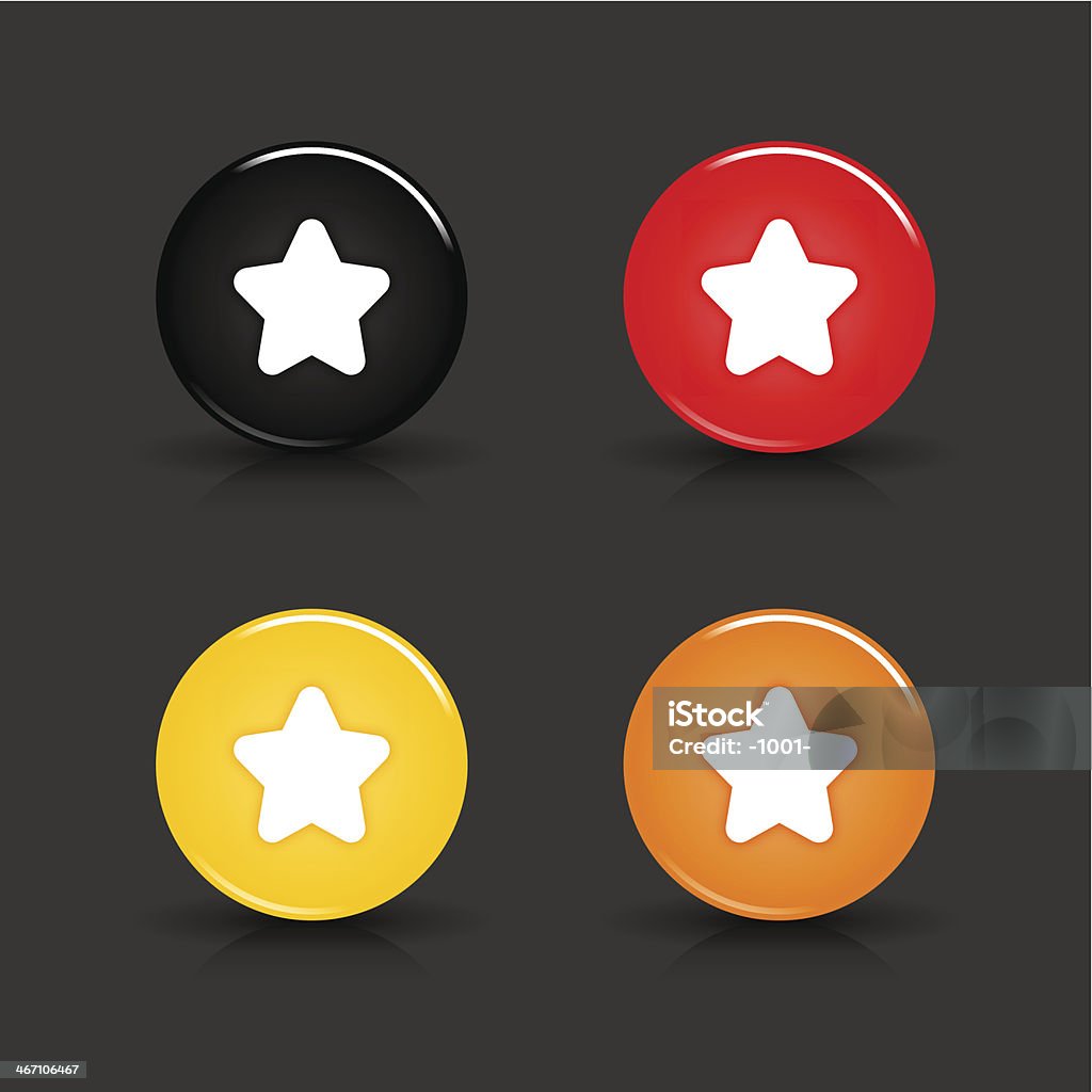 Star-Kreis-Symbol aus glänzendem schwarz-rot, gelb, orange Knopf - Lizenzfrei Auszeichnung Vektorgrafik