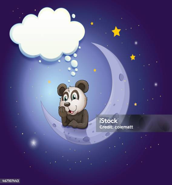 Panda Pensare Al Crescent Luna Con Un Vuoto Callout - Immagini vettoriali stock e altre immagini di A forma di stella