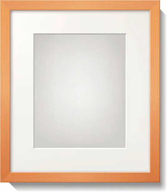 Vector illustration of A light wood frame with a white mat 