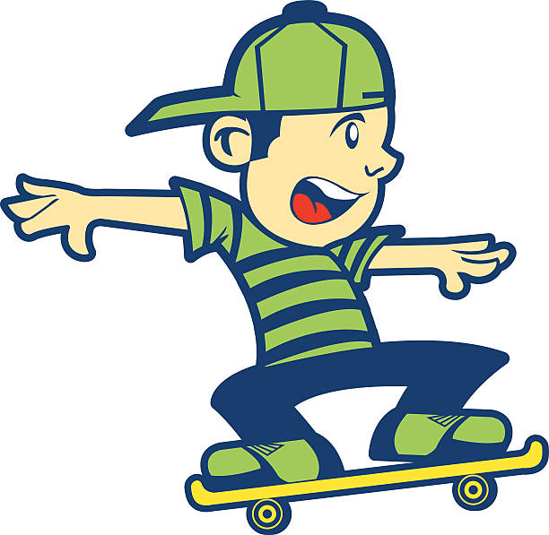 Skateboard Kid vector art illustration