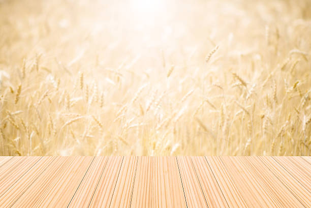 istock Empty wooden table for product display montages 467111672
