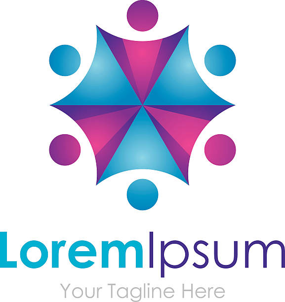 istock Umbrella effect purple blue partnership team element icons business logo 467111906