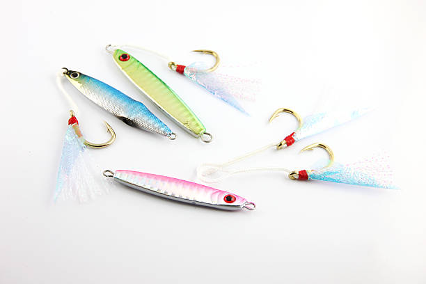 istock Jiging Lure and hooks is fishing on white Background. 467112785