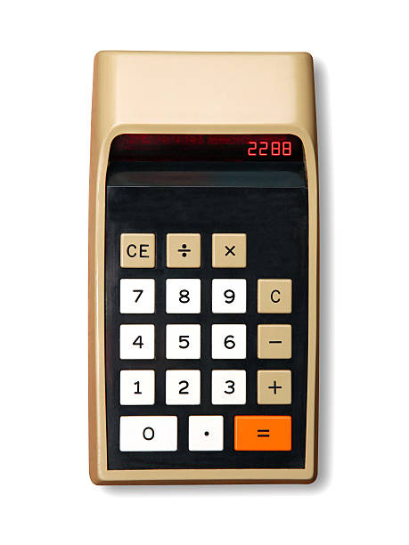 Closeup of a retro calculator from the 1970s.