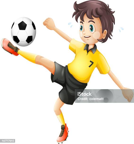 Boy Kicking The Soccer Ball Stock Illustration - Download Image Now - Athlete, Boys, Child