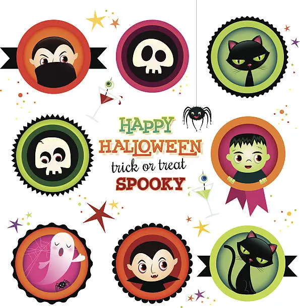 Vector illustration of Halloween labels