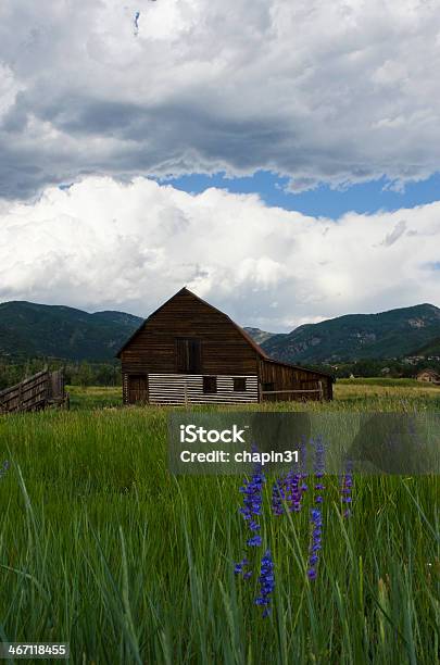 Steamboat Springs Barn And Oncoming Storm Stock Photo - Download Image Now - Agricultural Building, Agricultural Field, Barn