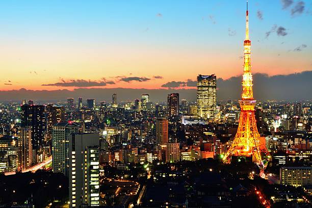 istock Tokyo area dense building nightscape and Tokyo tower 467125062
