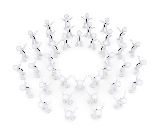 istock Group of white 3d people raised their hands 467125153