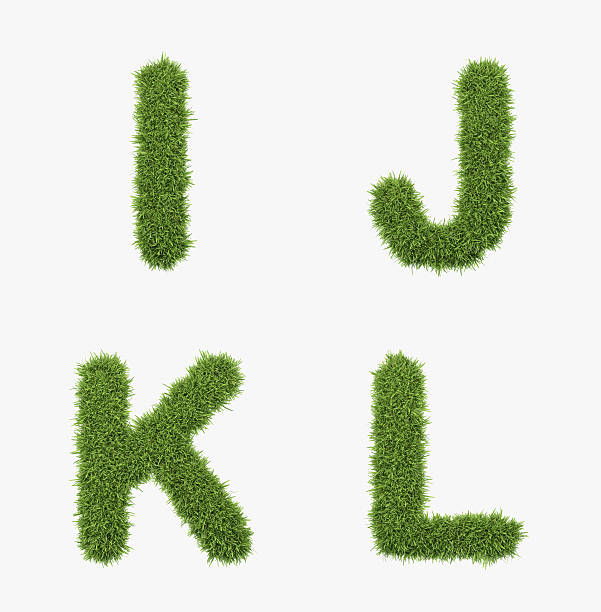 gras buchstabe set - letter k alphabet three dimensional shape green stock-fotos und bilder
